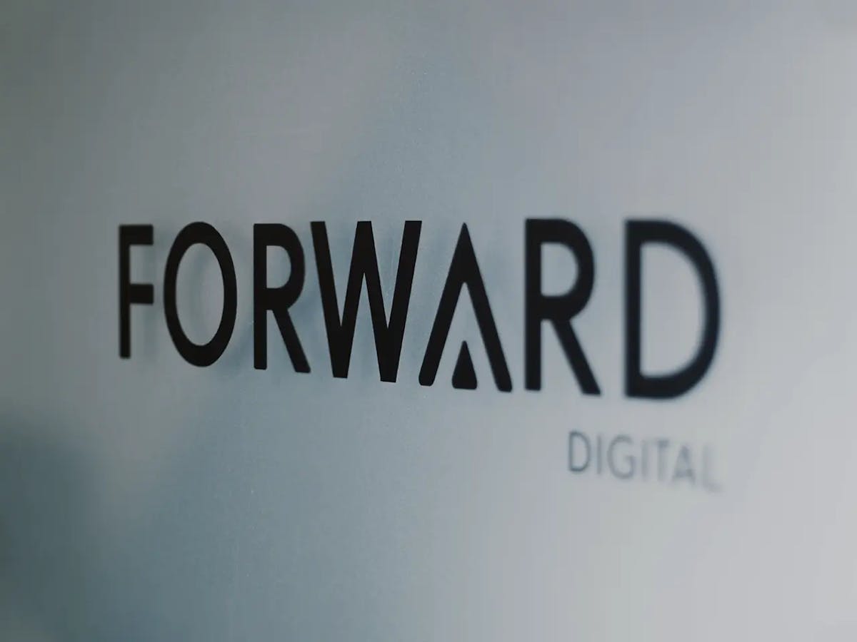 The Forward Digital logo, proudly displayed in our Sheffield office.